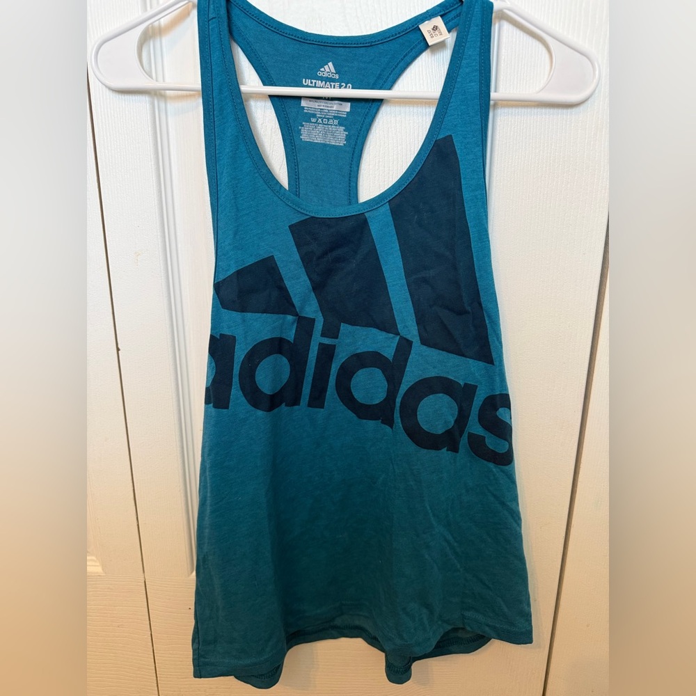 adidas Teal and Navy Logo Racerback Tank